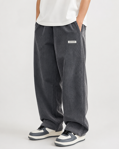 Men's corduroy loose European size hanging multi-functional casual straight leg pants, suitable for daily travel