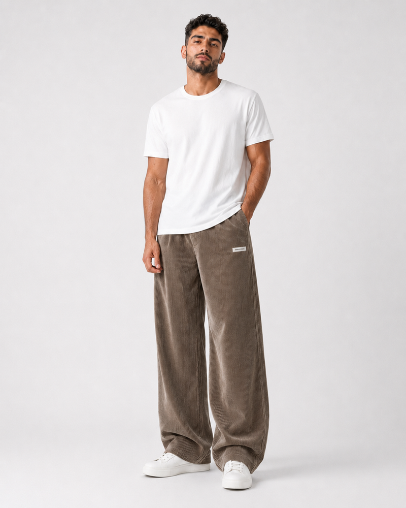 Men's corduroy loose European size hanging multi-functional casual straight leg pants, suitable for daily travel