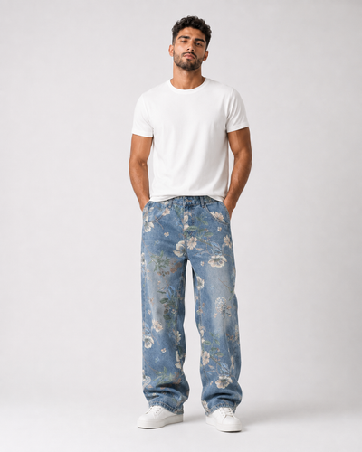 ג׳ינס FLORAL WIDE