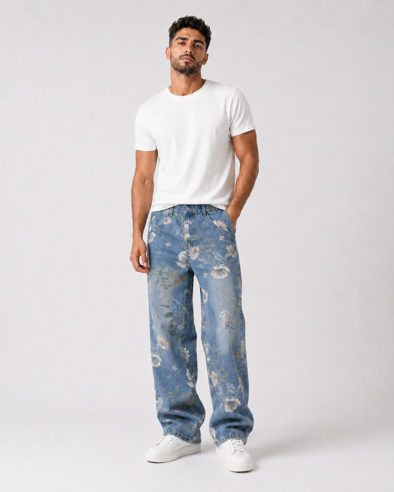 ג׳ינס FLORAL WIDE