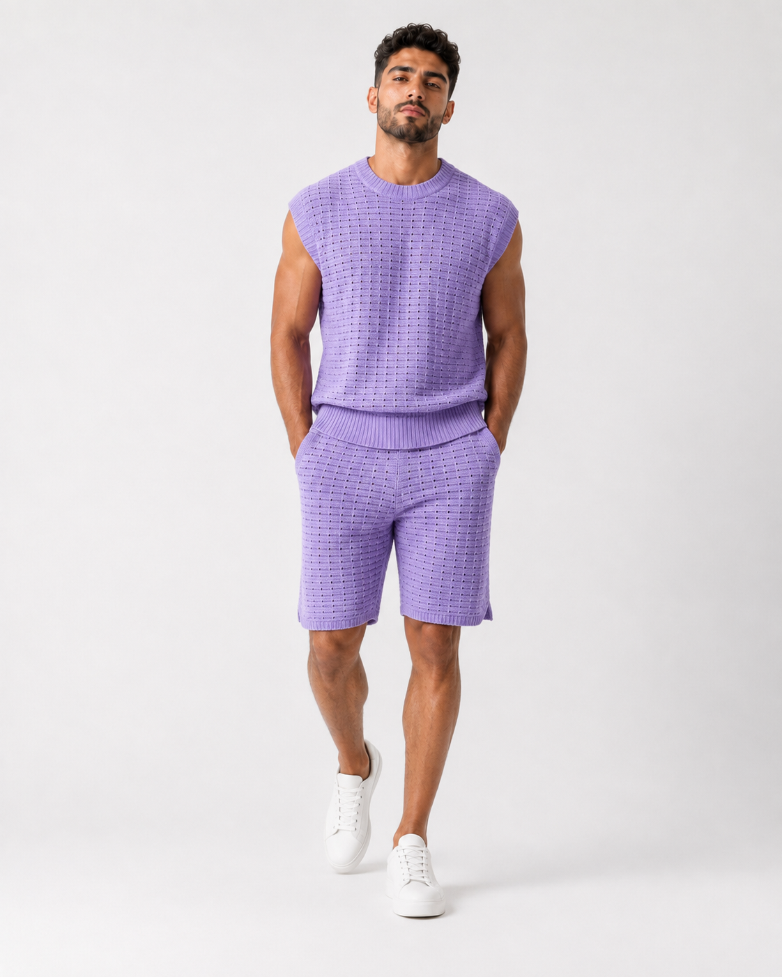 סט טופ סרוג וברמודה – CREAM KNIT