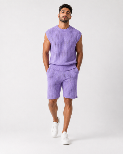 סט טופ סרוג וברמודה – CREAM KNIT