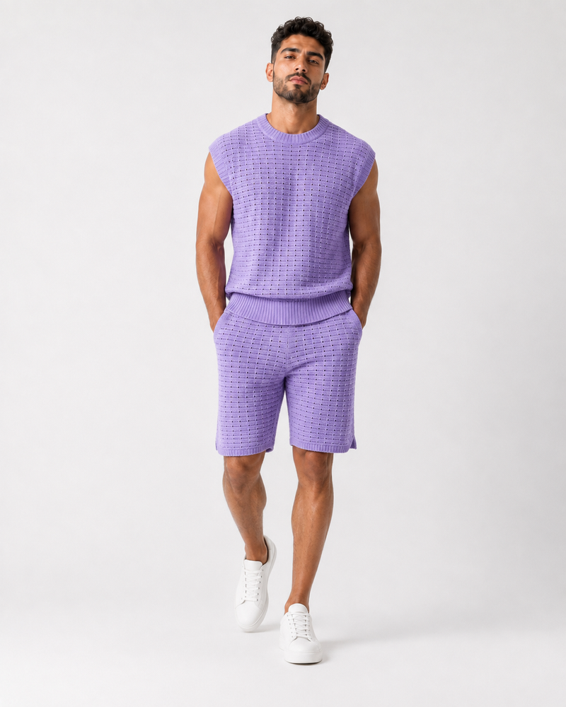 סט טופ סרוג וברמודה – LILAC KNIT