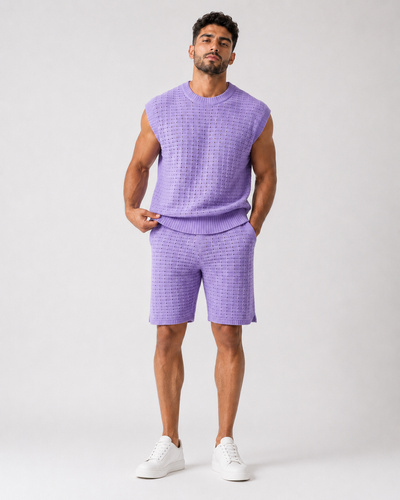 סט טופ סרוג וברמודה – CREAM KNIT