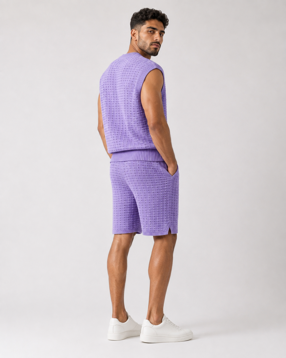 סט טופ סרוג וברמודה – CREAM KNIT