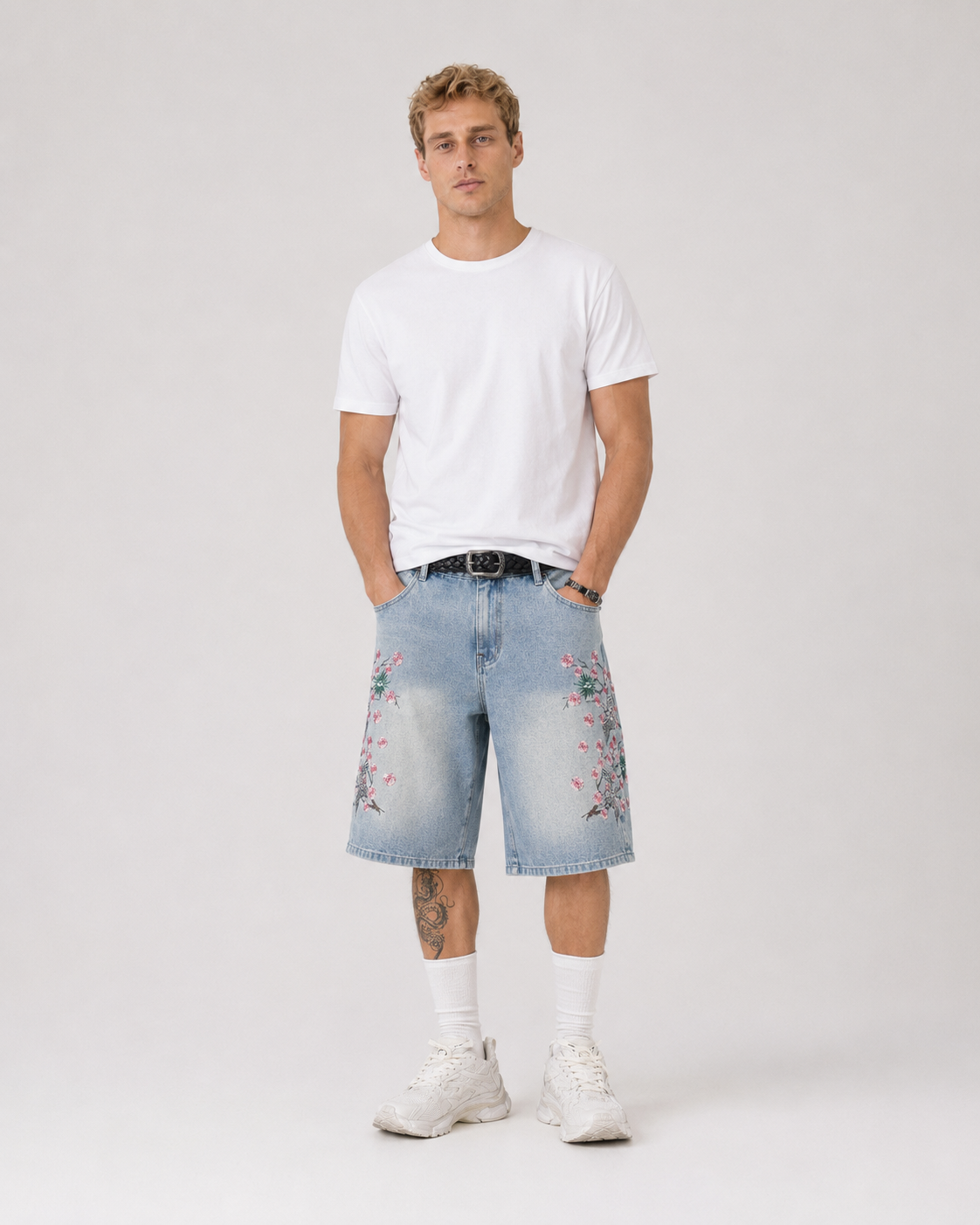 ג׳ינס קרופ BAGGY FLORAL