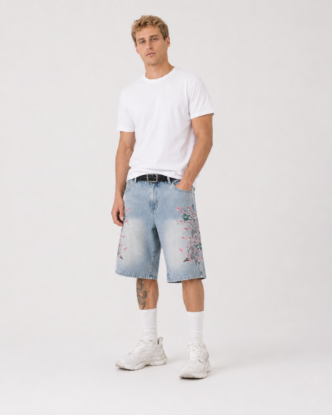 ג׳ינס קרופ BAGGY FLORAL