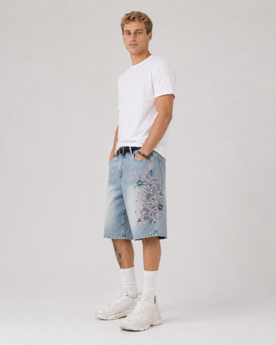 ג׳ינס קרופ BAGGY FLORAL