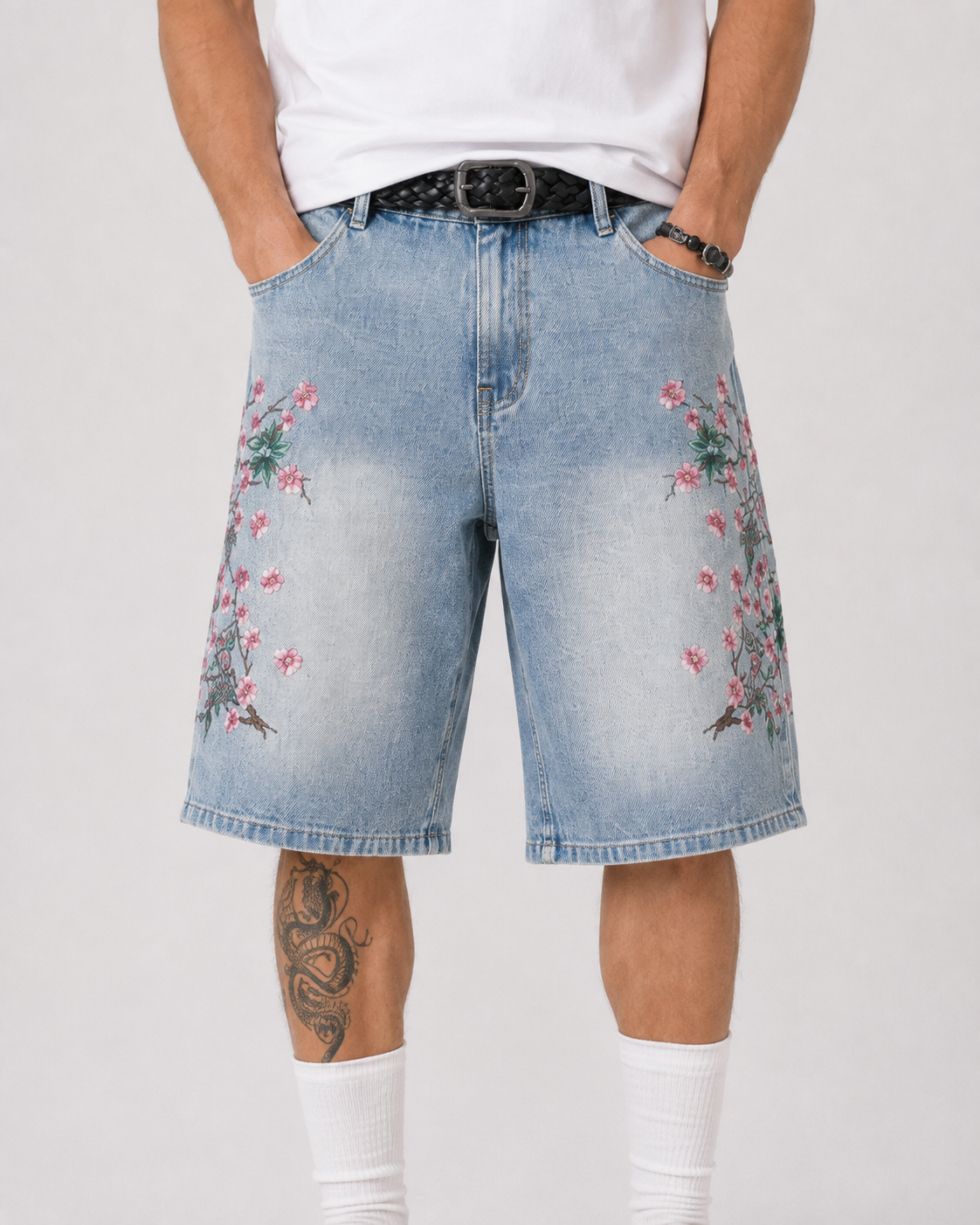 ג׳ינס קרופ BAGGY FLORAL