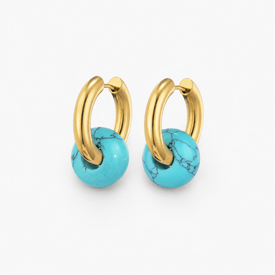 עגילי Turquoise Charm Hoop