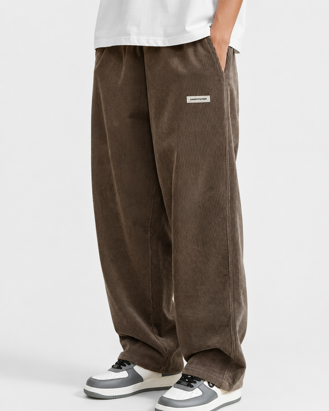 Men's corduroy loose European size hanging multi-functional casual straight leg pants, suitable for daily travel