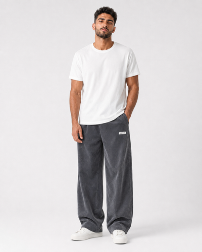 Men's corduroy loose European size hanging multi-functional casual straight leg pants, suitable for daily travel