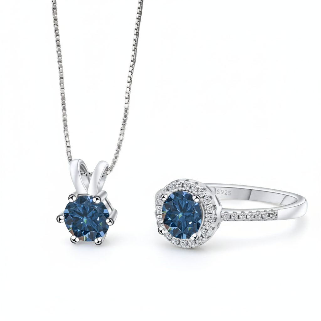 סט מואסנייט שרשרת+טבעת דגם Angel