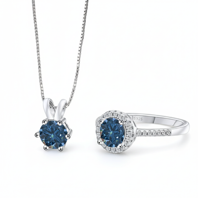 סט מואסנייט שרשרת+טבעת דגם Angel