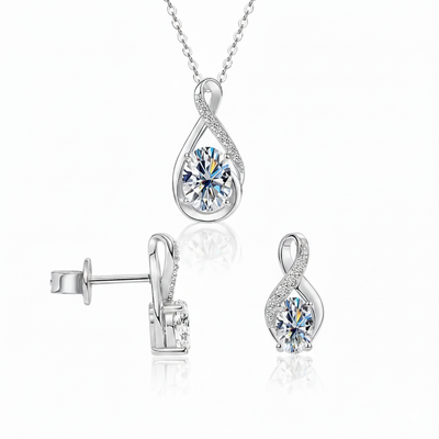 סט מואסנייט שרשרת+עגילים דגם Lunar