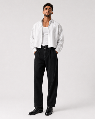חולצה מכופתרת PINSTRIPE CROP
