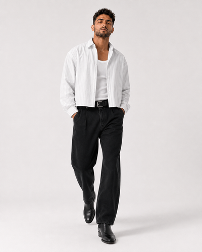 חולצה מכופתרת PINSTRIPE CROP