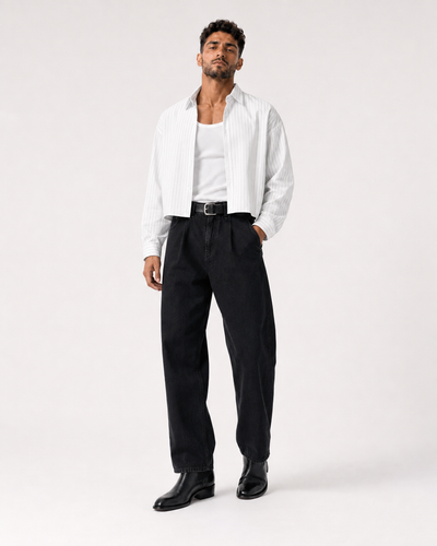 חולצה מכופתרת PINSTRIPE CROP