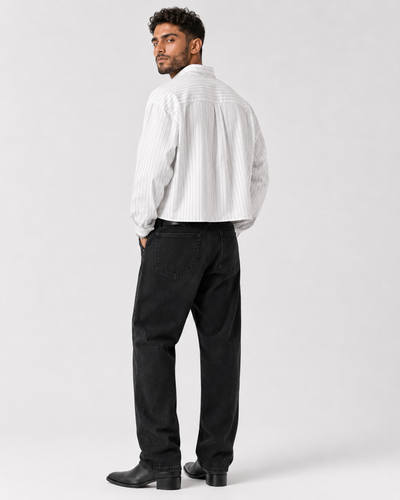 חולצה מכופתרת PINSTRIPE CROP
