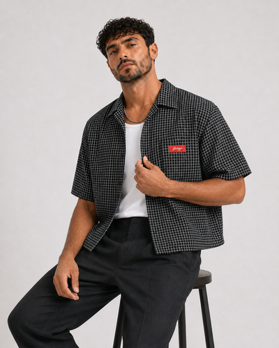 חולצה מכופתרת GRID BLACK
