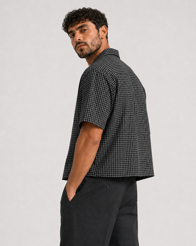 חולצה מכופתרת GRID BLACK