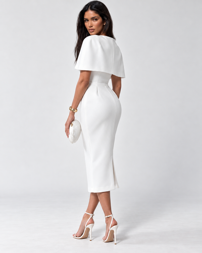 שמלת מידי WHITE ELEGANCE עם עליונית