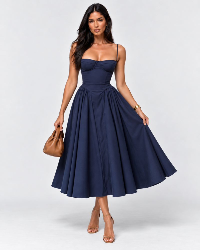 שמלת מידי קורסט NAVY ELEGANCE