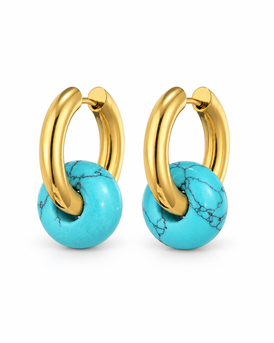 עגילי Turquoise Charm Hoop