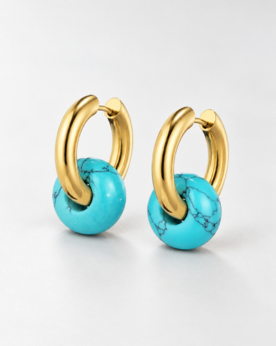 עגילי Turquoise Charm Hoop