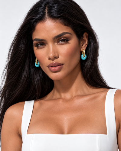 עגילי Turquoise Charm Hoop