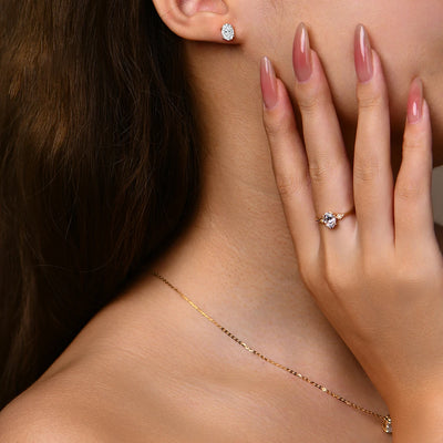 סט מואסנייט שרשרת+טבעת+עגילים דגם Lur