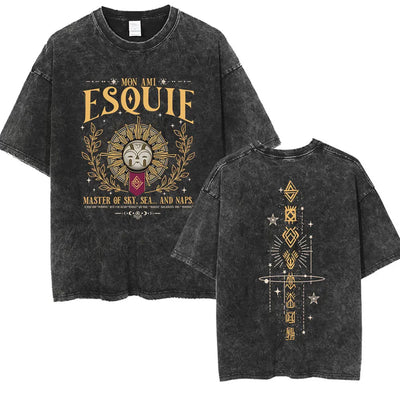 Vintage Washed Clair Obscur Expédition 33 T-shirt Men's Gothic Fashion Harajuku T-shirts Man Clothing Loose Short Sleeve T Shirt