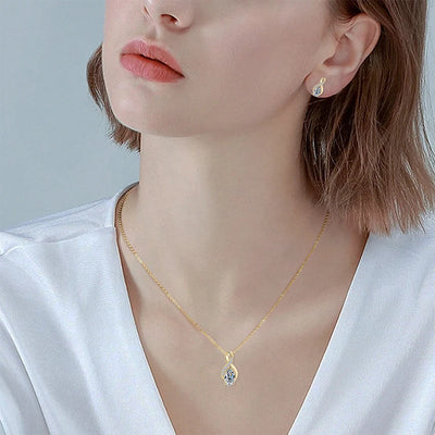 סט מואסנייט שרשרת+עגילים דגם Lunar