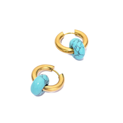 עגילי Turquoise Charm Hoop