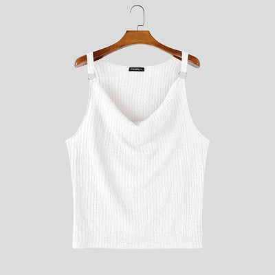 INCERUN Men's Tank Tops Solid Color Sleeveless Pleated Summer Male Vests Streetwear Tops 2026 Fashion Casual Men Clothes S-5XL