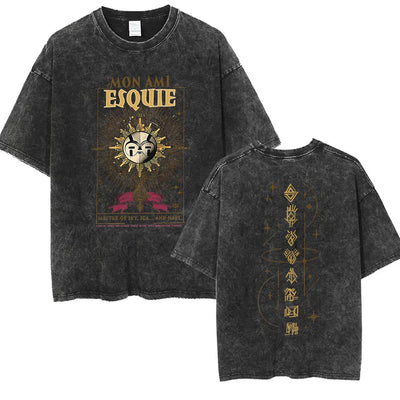 Vintage Washed Clair Obscur Expédition 33 T-shirt Men's Gothic Fashion Harajuku T-shirts Man Clothing Loose Short Sleeve T Shirt