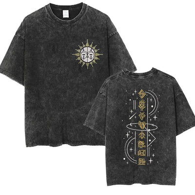 Vintage Washed Clair Obscur Expédition 33 T-shirt Men's Gothic Fashion Harajuku T-shirts Man Clothing Loose Short Sleeve T Shirt
