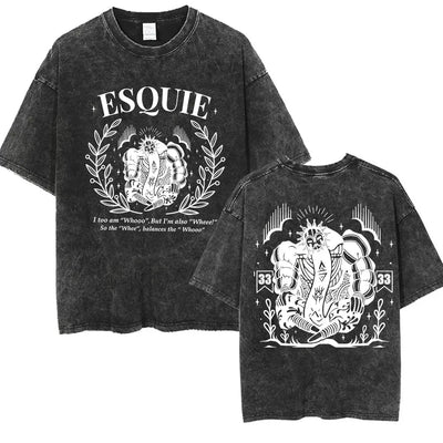 Vintage Washed Clair Obscur Expédition 33 T-shirt Men's Gothic Fashion Harajuku T-shirts Man Clothing Loose Short Sleeve T Shirt