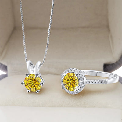 סט מואסנייט שרשרת+טבעת דגם Angel