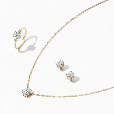 סט מואסנייט שרשרת+טבעת+עגילים דגם Lur