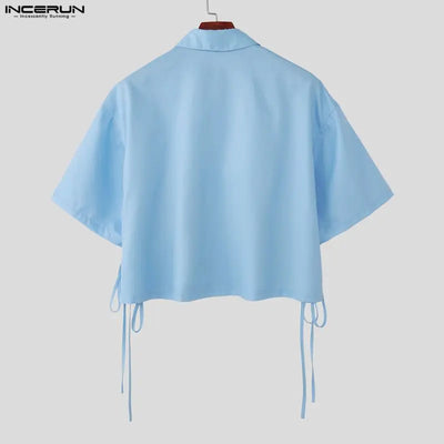 INCERUN Men Shirt Flower Printing Lapel Short Sleeve Summer Men Clothes Streetwear Loose 2026 Fashion Casual Tops Shirts For Man
