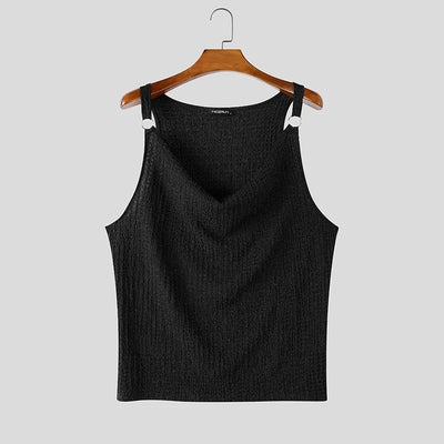 INCERUN Men's Tank Tops Solid Color Sleeveless Pleated Summer Male Vests Streetwear Tops 2026 Fashion Casual Men Clothes S-5XL