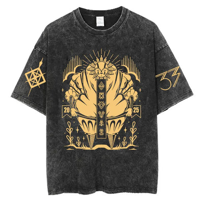 Vintage Washed Clair Obscur Expédition 33 T-shirt Men's Gothic Fashion Harajuku T-shirts Man Clothing Loose Short Sleeve T Shirt