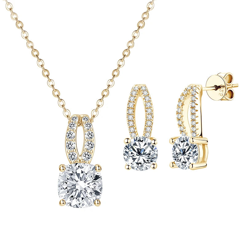 סט מואסנייט שרשרת+ עגילים דגם Saray