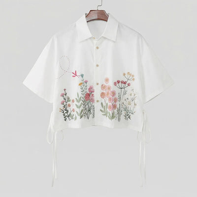 INCERUN Men Shirt Flower Printing Lapel Short Sleeve Summer Men Clothes Streetwear Loose 2026 Fashion Casual Tops Shirts For Man