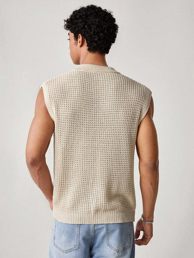 Sleeveless knit polo shirt, American retro light sporty style, suitable for daily commutes, light business casual, weekend outin