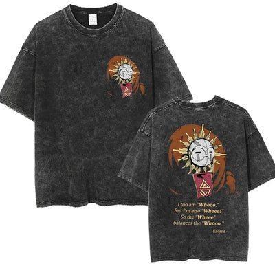 Vintage Washed Clair Obscur Expédition 33 T-shirt Men's Gothic Fashion Harajuku T-shirts Man Clothing Loose Short Sleeve T Shirt