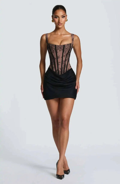 Townlike Lace Patchwork Pleated Dress Women Spaghetti Strap Mini 2026 Spring Summer Dress Evening Nightclub Sexy Party Dresses